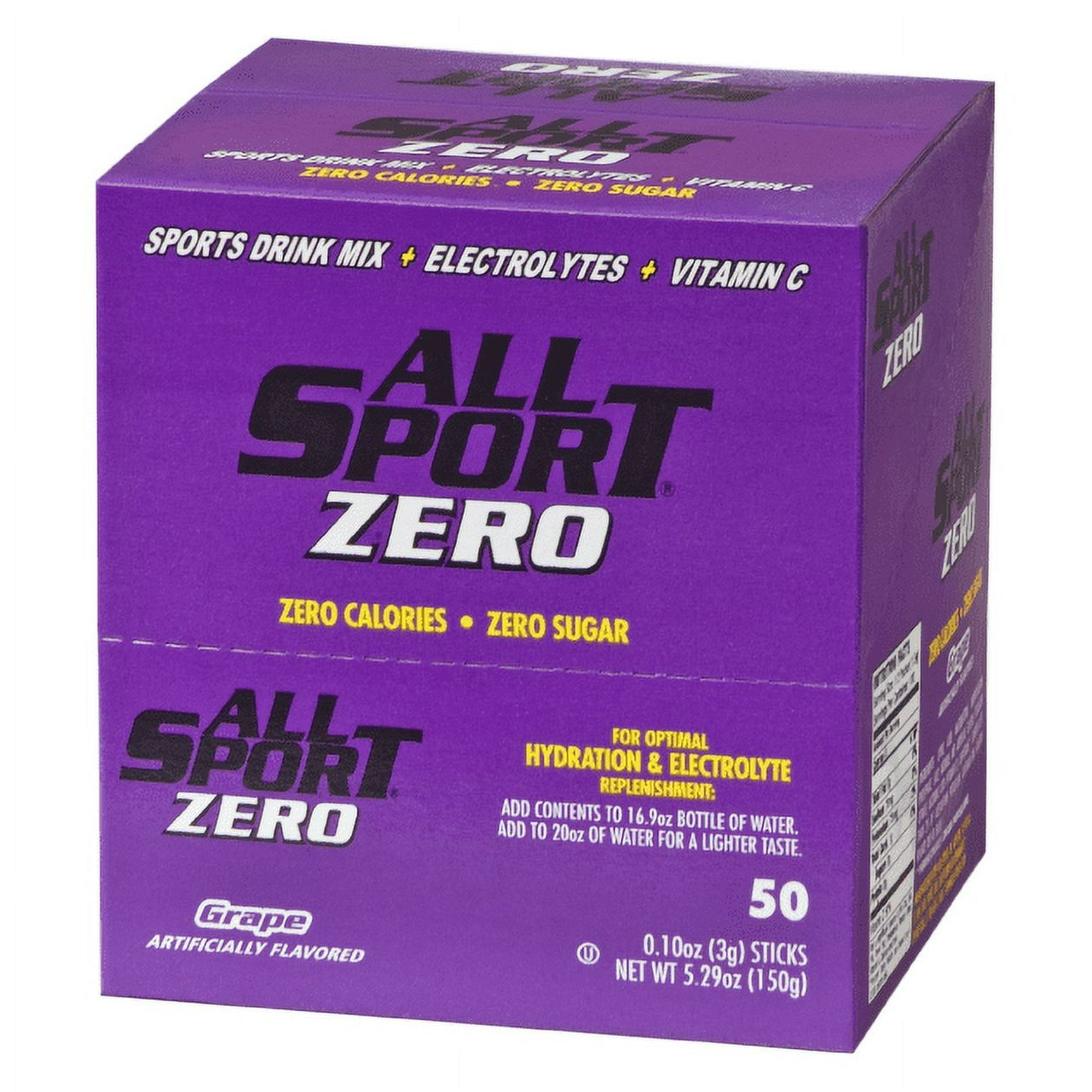 ALL SPORT - Zero Sugar- Quick Sticks - For 16.9oz Bottle - 50 Sticks/box