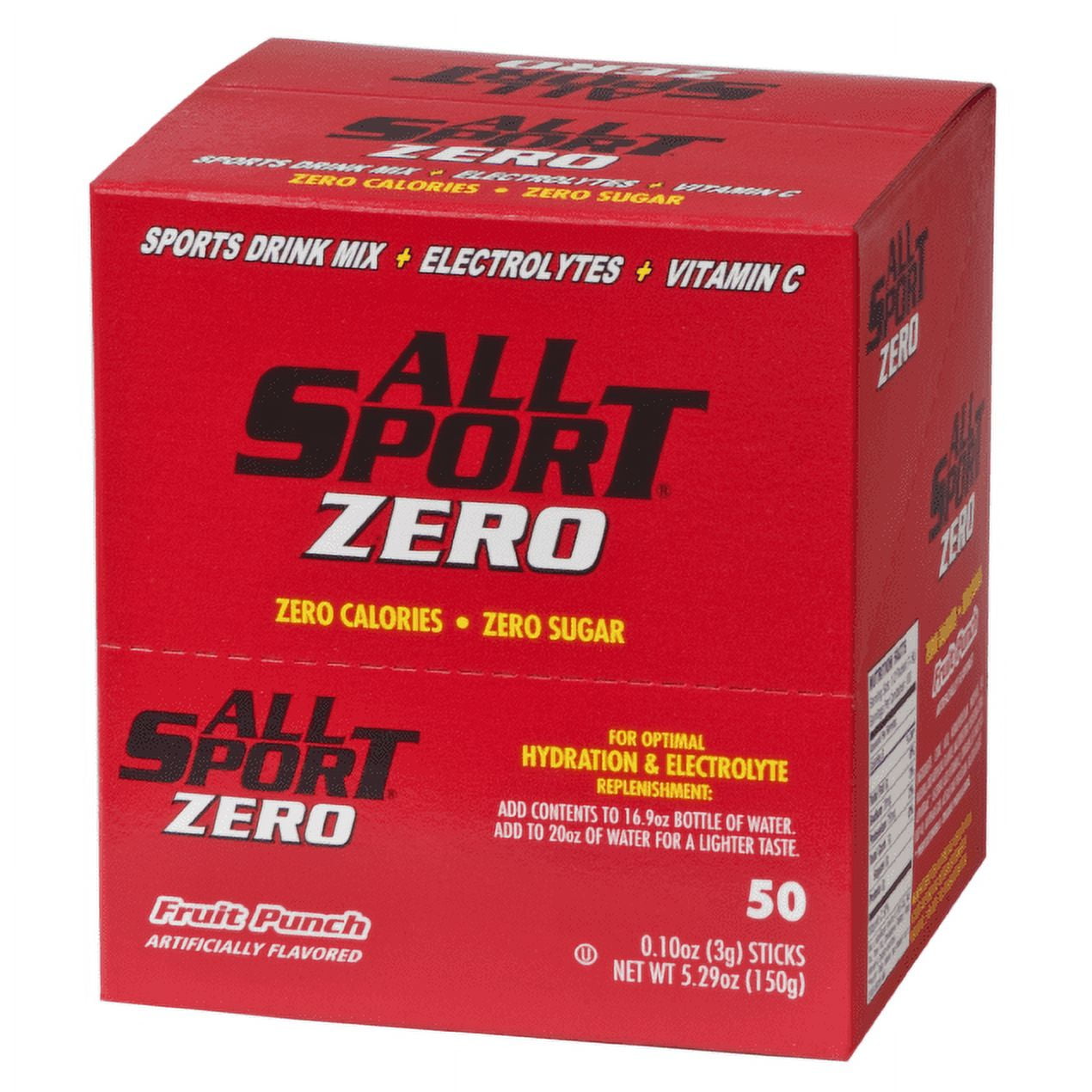 ALL SPORT - Zero Sugar- Quick Sticks - For 16.9oz Bottle - 50 Sticks/box